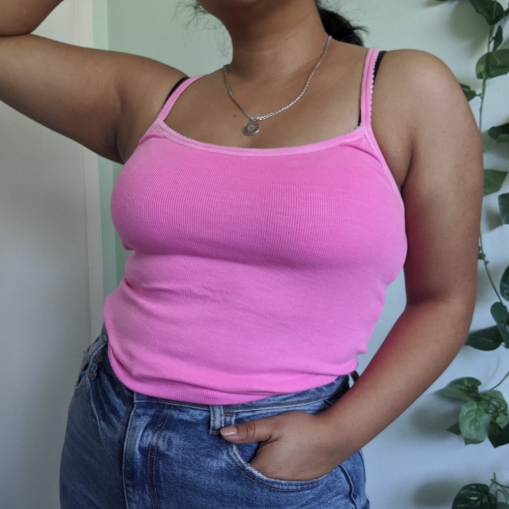 Neon Pink Square Cut Cami Top